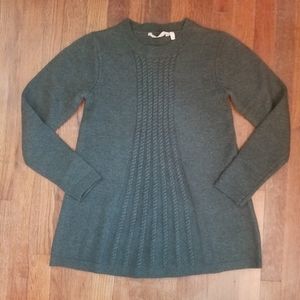 Women's Soft Surroundings Size XS Knit Sydney Sweater, Olive Heather Wool Blend